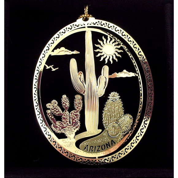 Arizona State Cactus Ornament Brass Travel Souvenir - Picture 8 of 8